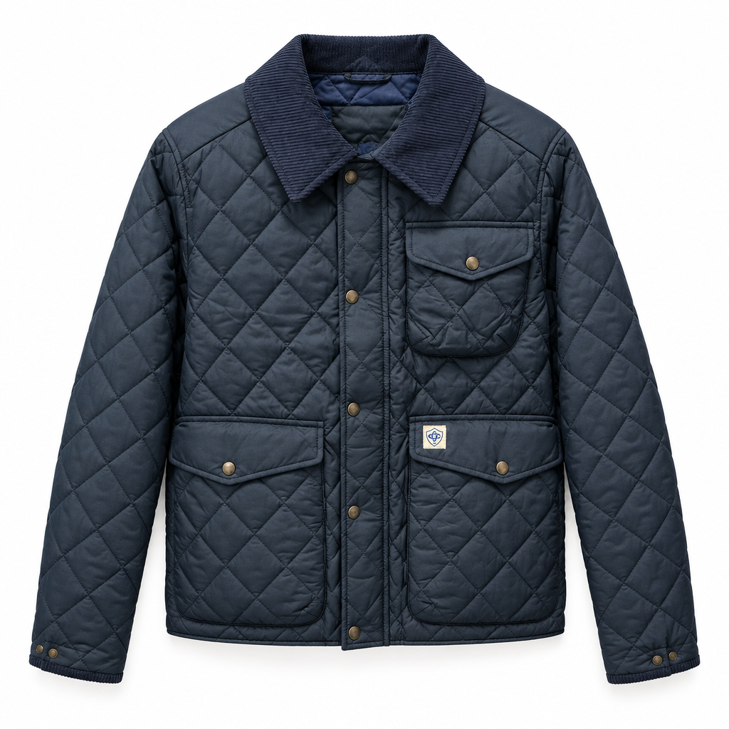 Packshot de la veste matelassée bleu marine