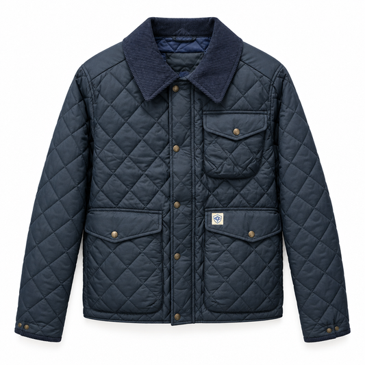 Packshot de la veste matelassée bleu marine