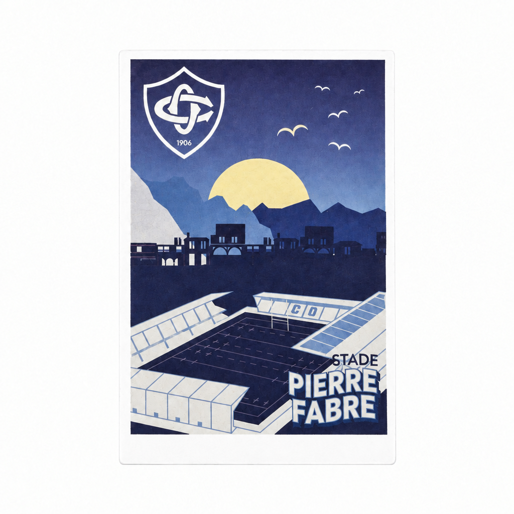 Packshot du magnet Stade Pierre Fabre avec contour blanc, sur fond blanc